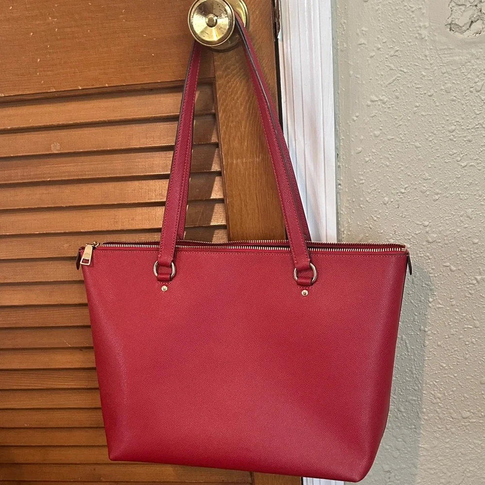 Coach Cherry Red Leather Tote - Picture 2 of 7